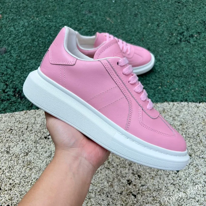 Alexander McQueen Pink White Leather Low-Top Sneakers