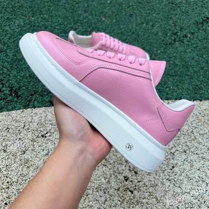 Alexander McQueen Pink White Leather Low-Top Sneakers