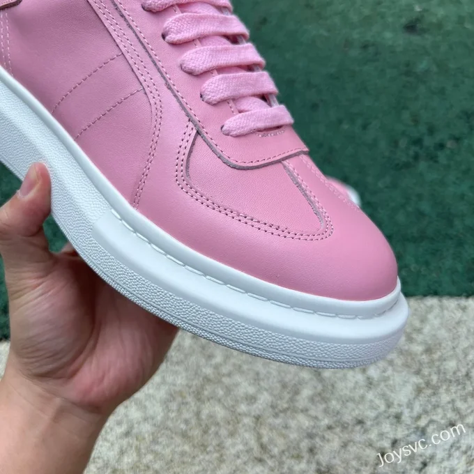 Alexander McQueen Pink White Leather Low-Top Sneakers