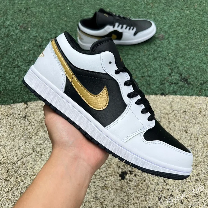 Air Jordan 1 Low 553558-172 White Black Gold Hook DT Version