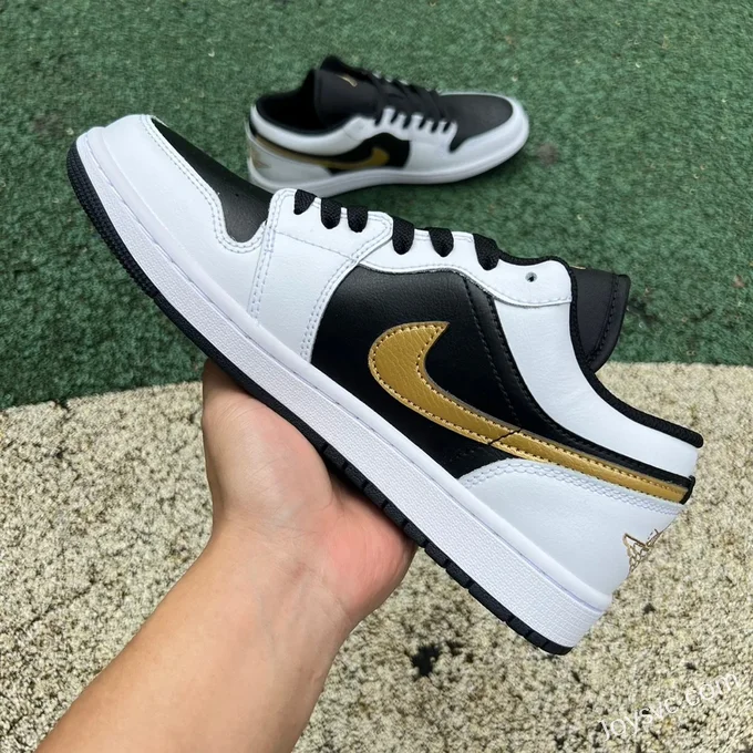 Air Jordan 1 Low 553558-172 White Black Gold Hook DT Version