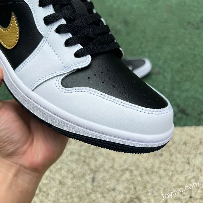 Air Jordan 1 Low 553558-172 White Black Gold Hook DT Version