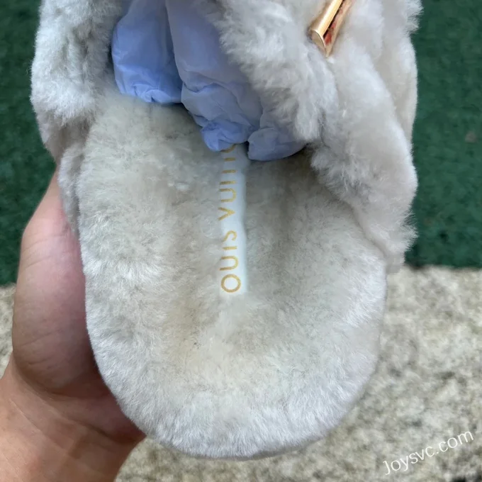 Louis Vuitton Bliss Wool Leather Slides Beige