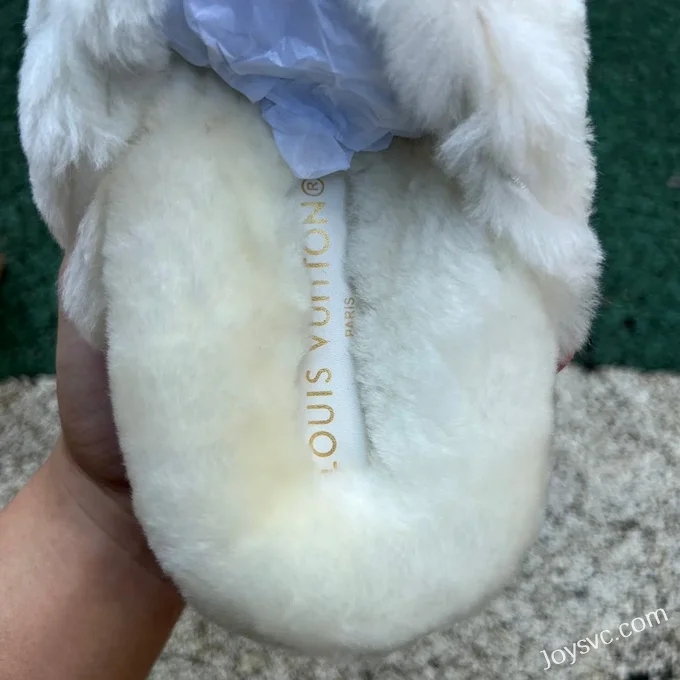 Louis Vuitton Bliss Wool Leather Slides Beige