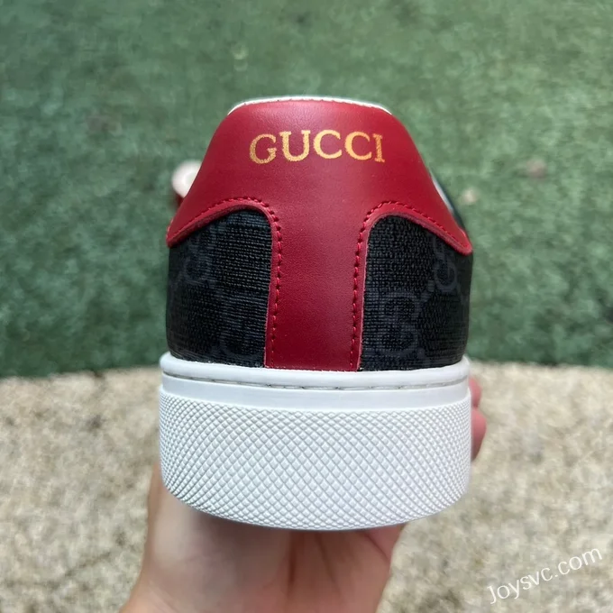 GUCCI ACE Round-Toe Lace-Up Platform Sneakers in Black & Red