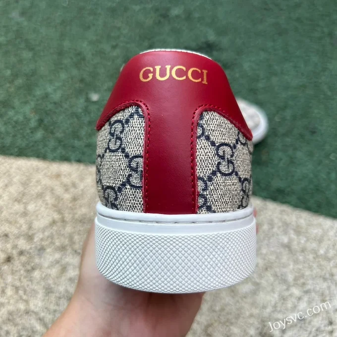 GUCCI ACE Round-Toe Lace-Up Platform Sneakers in Beige Brown & Red