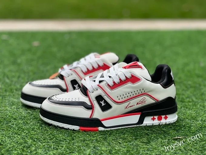 Louis Vuitton Trainer White Black Red Y Version