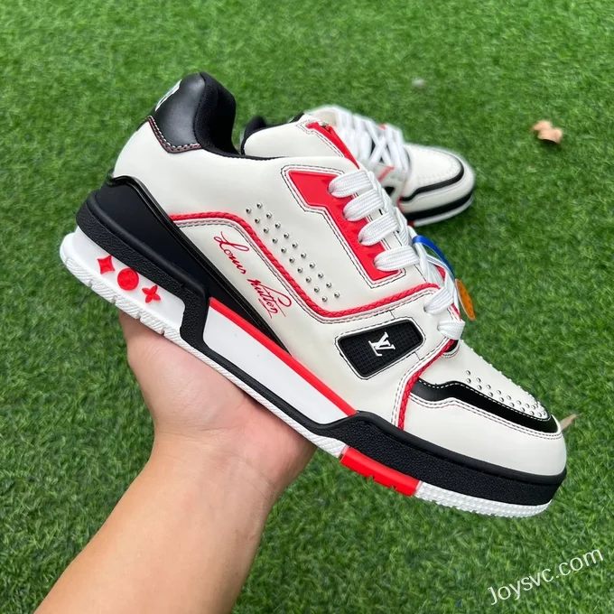 Louis Vuitton Trainer White Black Red Y Version