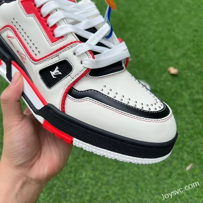 Louis Vuitton Trainer White Black Red Y Version