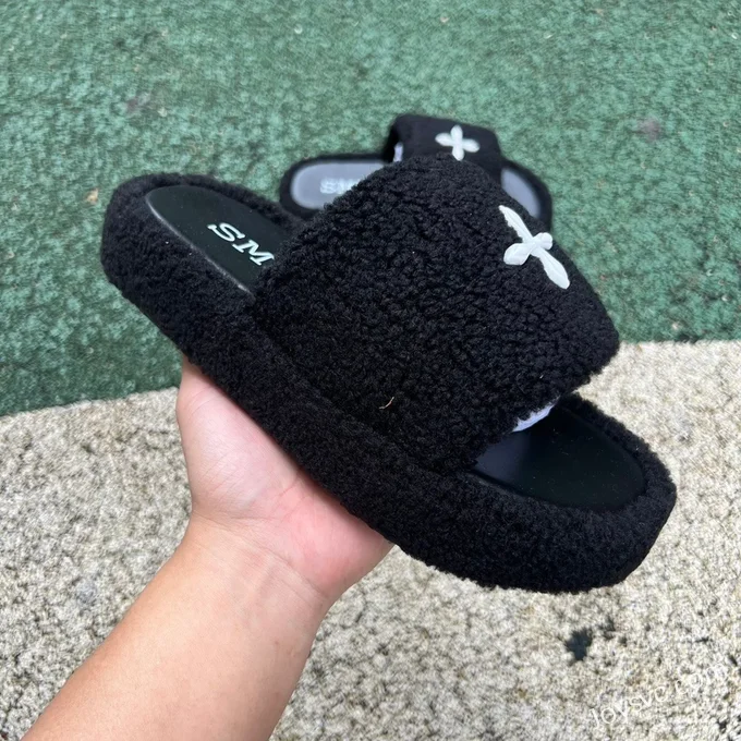 SMFK Black Fur Sandals