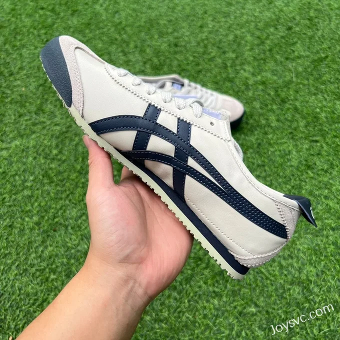 Onitsuka Tiger Mexico 66 Leather Sneakers in White Grey & Blue