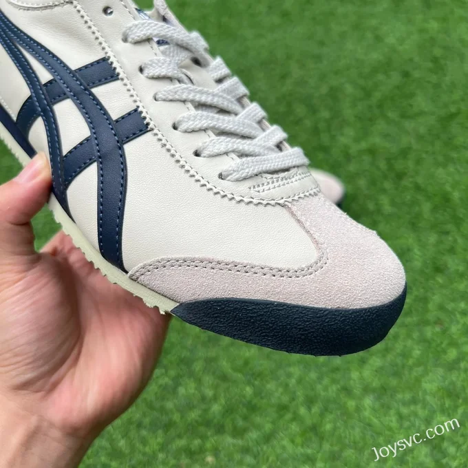 Onitsuka Tiger Mexico 66 Leather Sneakers in White Grey & Blue