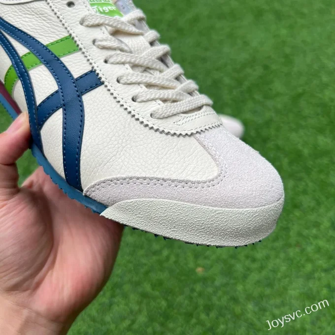 Onitsuka Tiger Mexico 66 Leather Sneakers in White Blue Green & Red