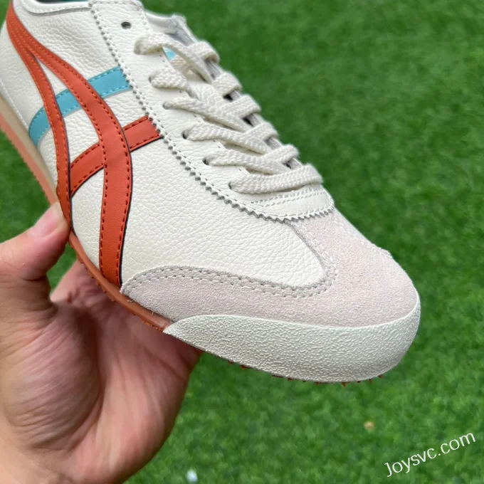 Onitsuka Tiger Mexico 66 Leather Sneakers in Beige & Red