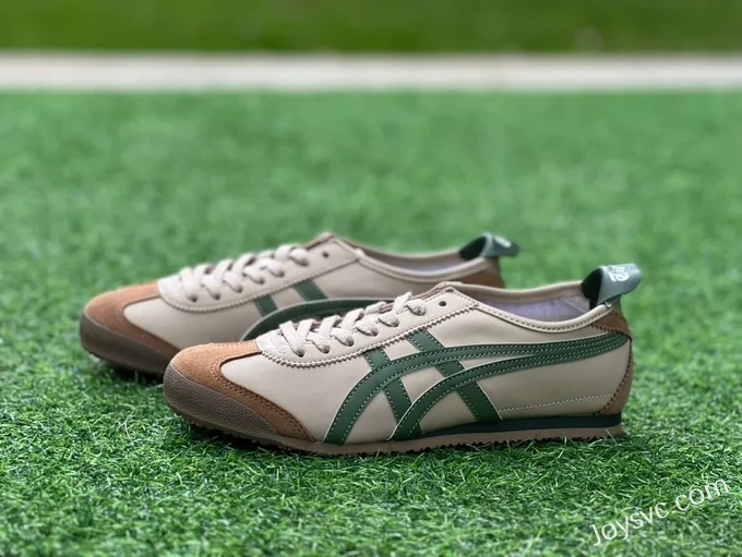 Onitsuka Tiger Mexico 66 Leather Sneakers in Beige & Brown