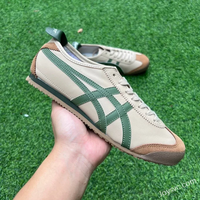 Onitsuka Tiger Mexico 66 Leather Sneakers in Beige & Brown