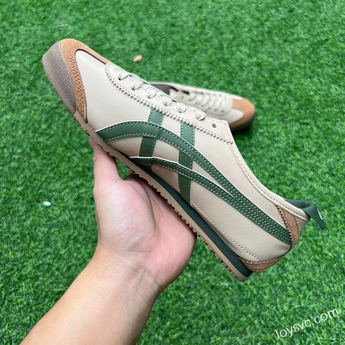 Onitsuka Tiger Mexico 66 Leather Sneakers in Beige & Brown