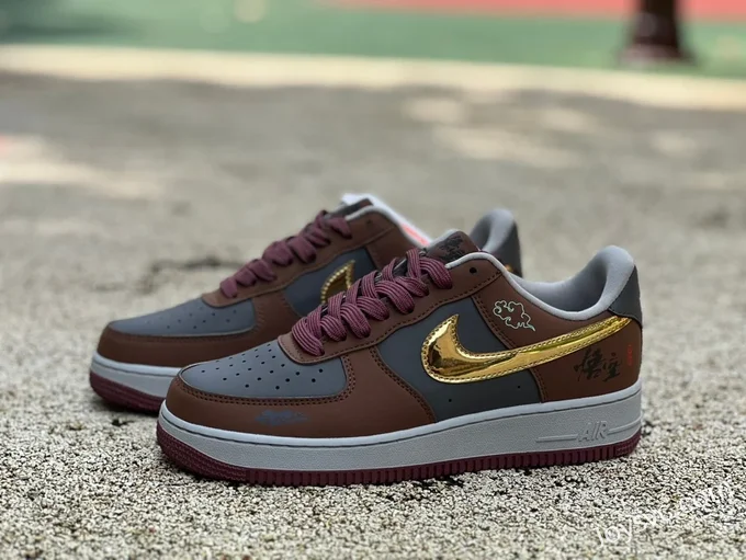 Nike Air Force 1 BY YOU Black Wukong Brown