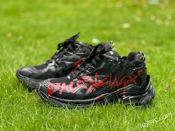 Balenciaga Runner 7.5 Black Red Logo Sneakers