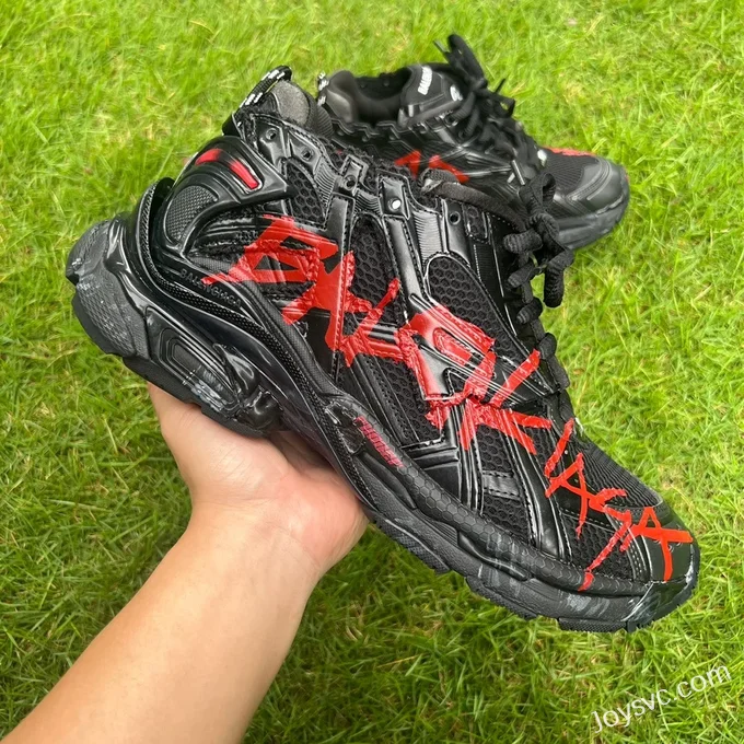 Balenciaga Runner 7.5 Black Red Logo Sneakers