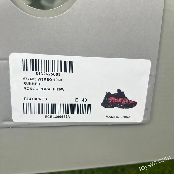 Balenciaga Runner 7.5 Black Red Logo Sneakers