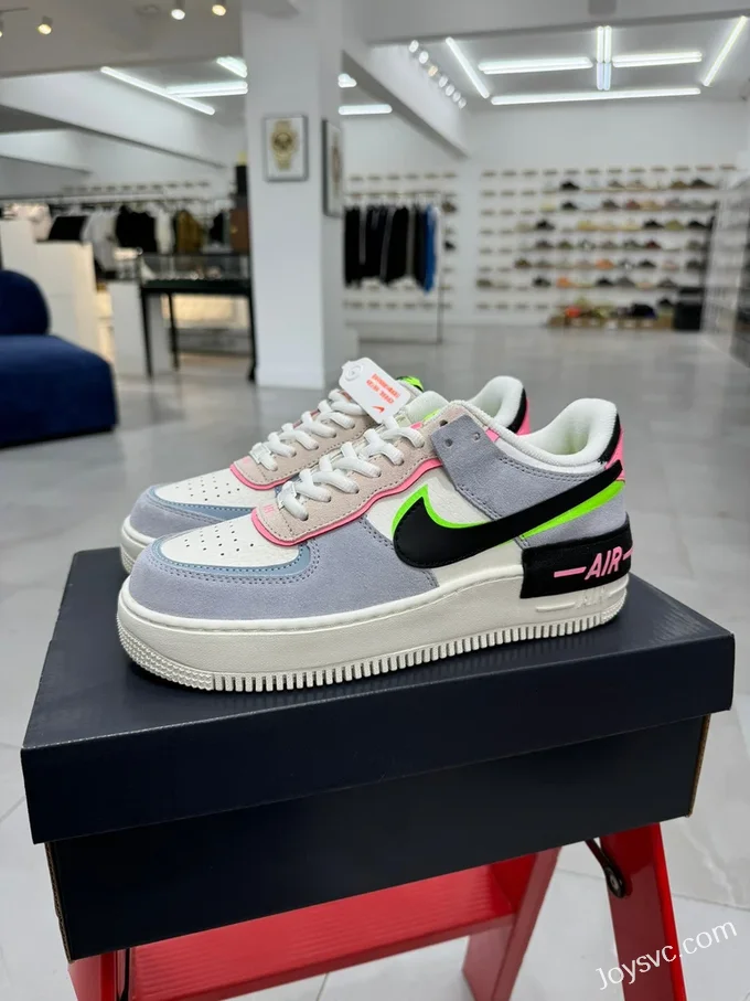 Nike Air Force 1 Shadow Sneakers in Blue Pink & Green