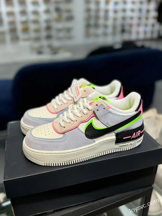 Nike Air Force 1 Shadow Sneakers in Blue Pink & Green