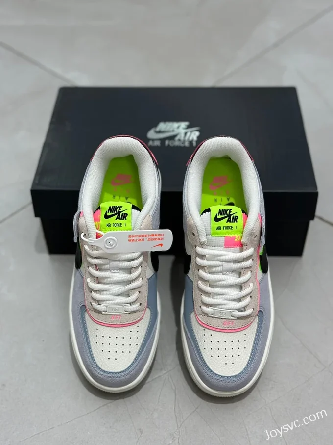 Nike Air Force 1 Shadow Sneakers in Blue Pink & Green