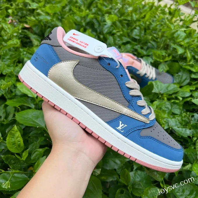 Travis Scott x Air Jordan 1 Low DM7866-669 Grey Blue Pink Wukong Reverse Swoosh