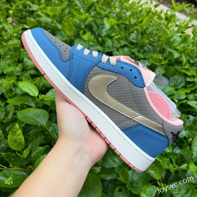 Travis Scott x Air Jordan 1 Low DM7866-669 Grey Blue Pink Wukong Reverse Swoosh