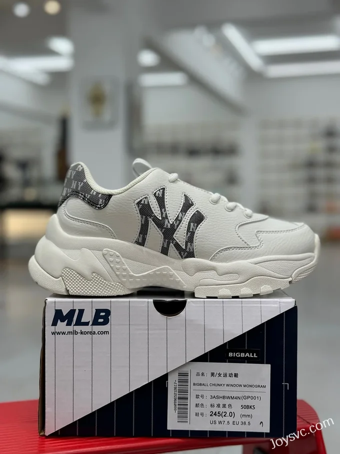 MLB BigBall Chunky Dad Shoes White Black NY Yankees