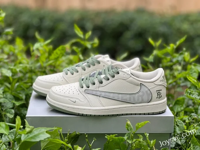 Burberry x Travis Scott x Air Jordan 1 Low DM7866-020 White Green Retro