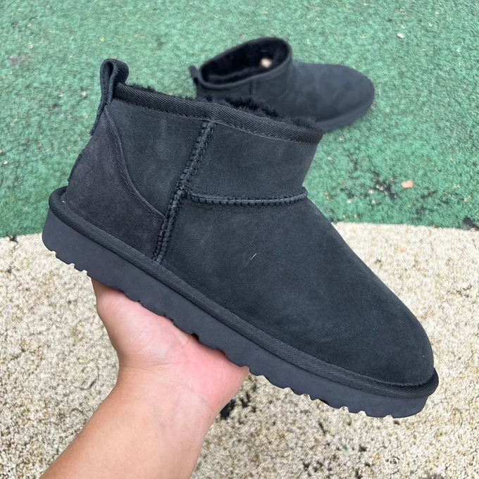 UGG Flat Sole Black Mid Top Boots