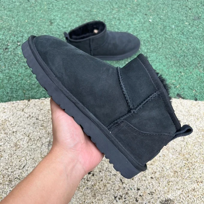 UGG Flat Sole Black Mid Top Boots