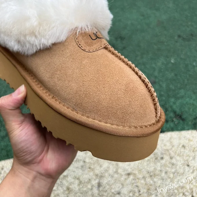 UGG Thick Sole Fur Brown Low Top Boots