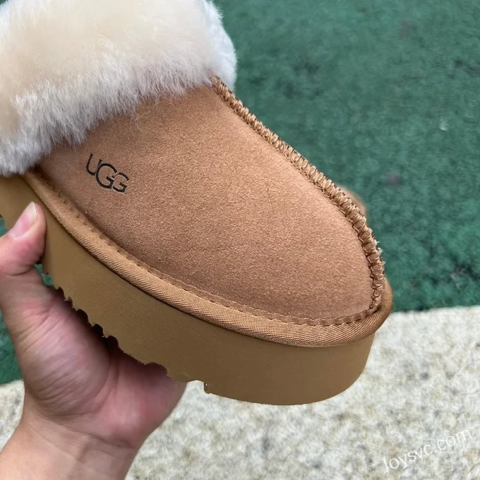 UGG Thick Sole Fur Slippers Brown