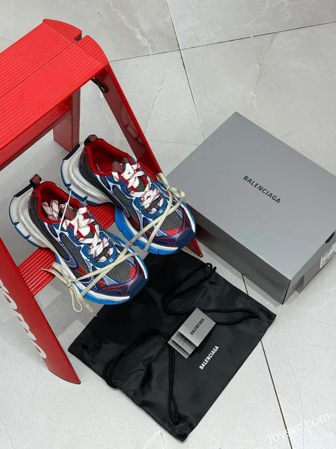 Balenciaga 10th Gen 3XL Distressed Transparent Mesh Red Blue Sneakers