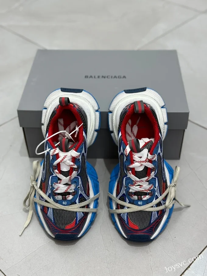 Balenciaga 10th Gen 3XL Distressed Transparent Mesh Red Blue Sneakers