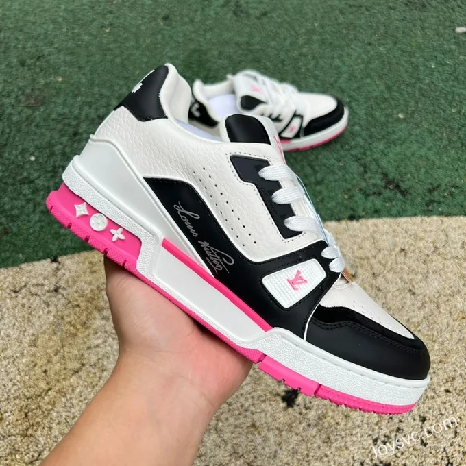 Louis Vuitton Trainer White Black Pink