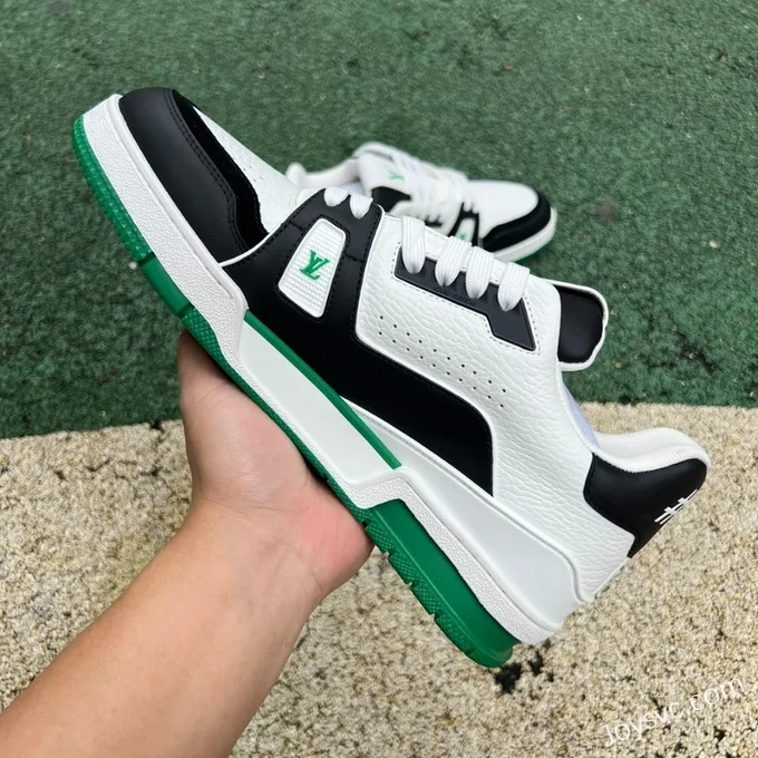 Louis Vuitton Trainer White Black Green