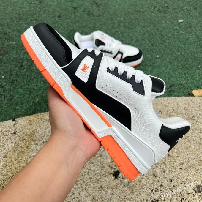 Louis Vuitton Trainer White Black Orange