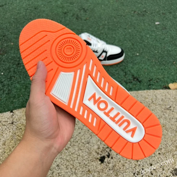 Louis Vuitton Trainer White Black Orange