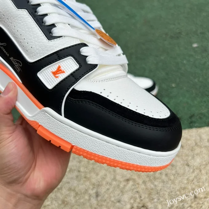 Louis Vuitton Trainer White Black Orange