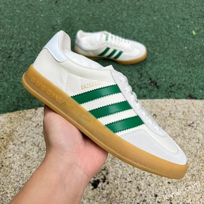 Adidas x Gucci Gazelle White Green Retro Sneakers