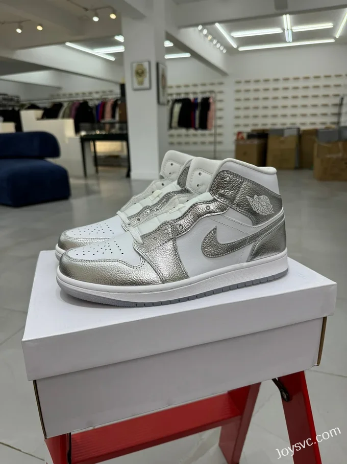 Air Jordan 1 Mid FN5031-100 Silver White Mid-Top