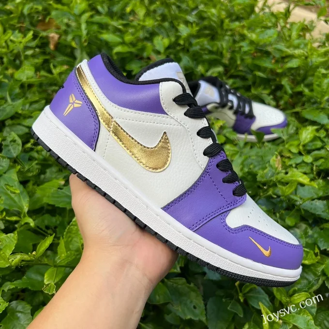 Air Jordan 1 Low DC2024-028 White Purple Gold Lakers Kobe Retro