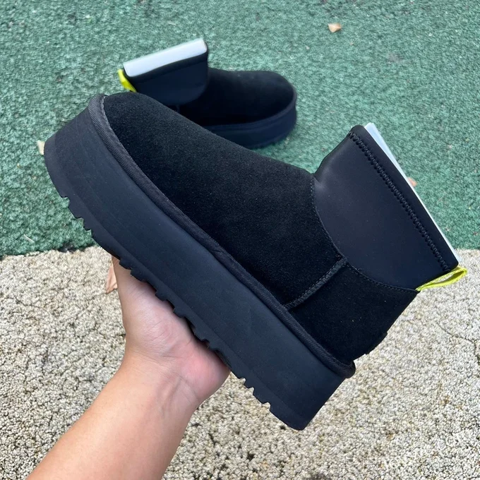 UGG Thick Sole Black Mid Top Boots