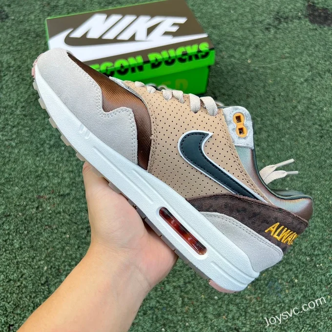 Division St. x Nike Air Max 1 University of Oregon Beige Brown HQ2640-20