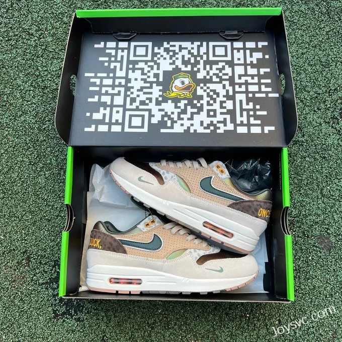 Division St. x Nike Air Max 1 University of Oregon Beige Brown HQ2640-20