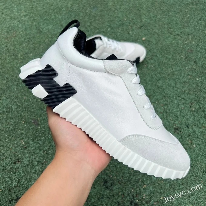 Hermes Bouncing Leather White Black Sneakers